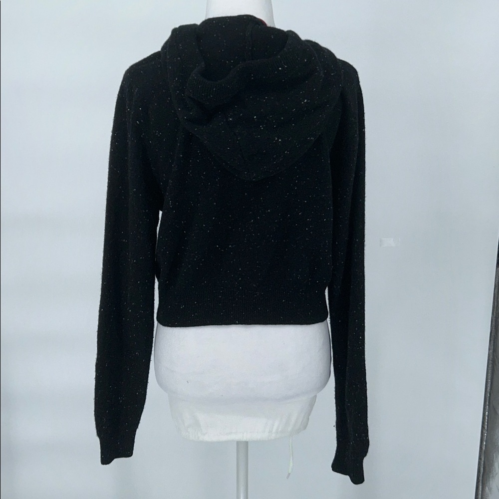 Crush Cashmere Rio Zip-Up Hoodie-100% Cashmere Black Cropped Sweater (Size XS) - Picture 8 of 13